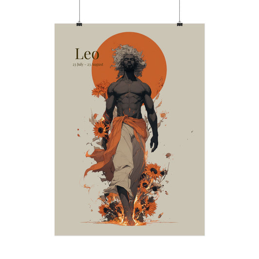Leo Zodiac Art Poster — Sunlit Sunflower Astrology Print
