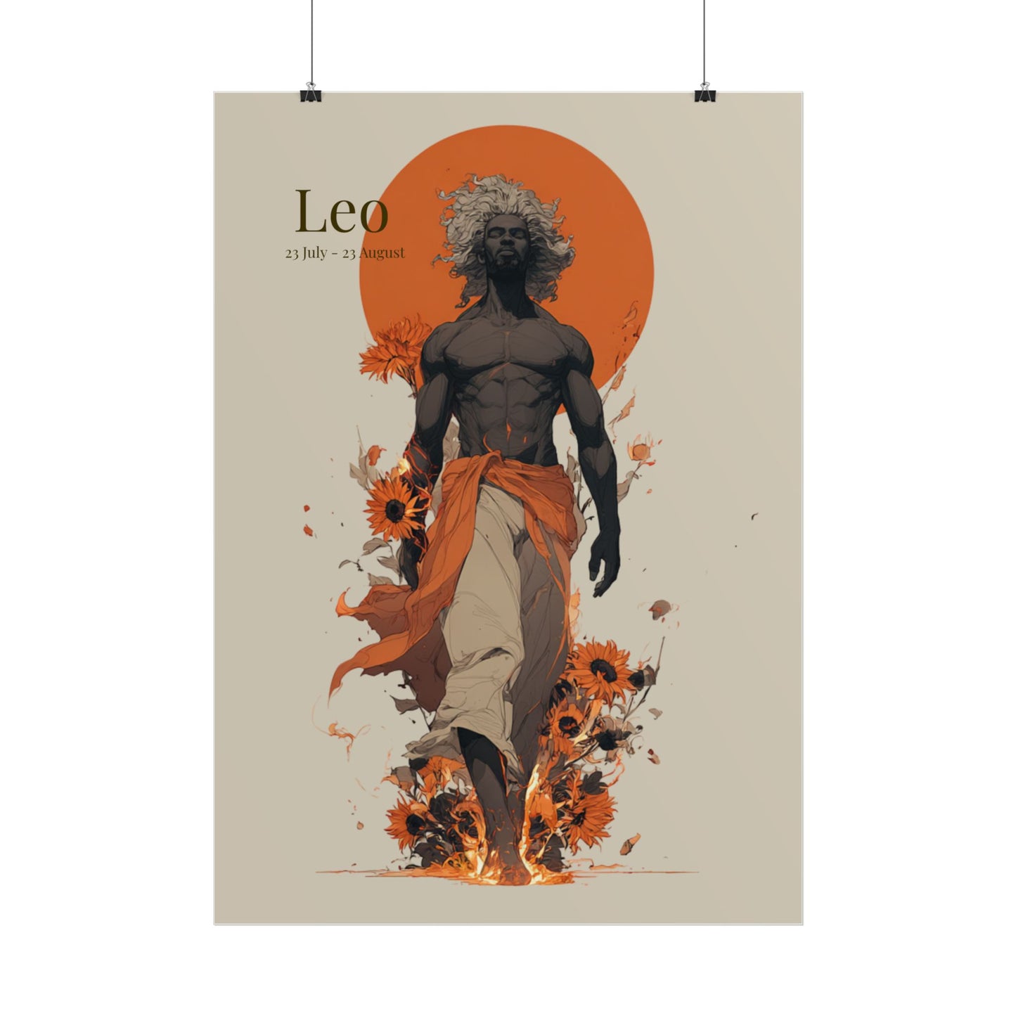 Leo Zodiac Art Poster — Sunlit Sunflower Astrology Print