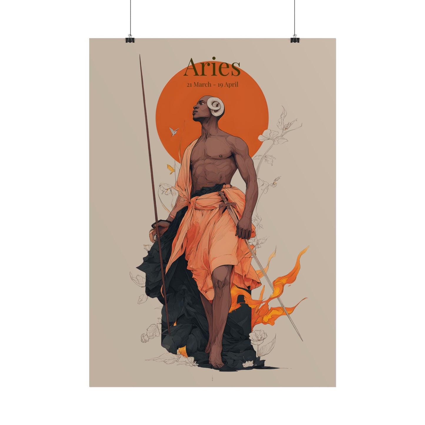Aries Zodiac Poster — Bold Astrological Wall Art ("Aries: as fierce as ever")