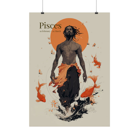 Pisces Zodiac Poster — Stylish Astrological Wall Art (Feb 19–Mar 20)