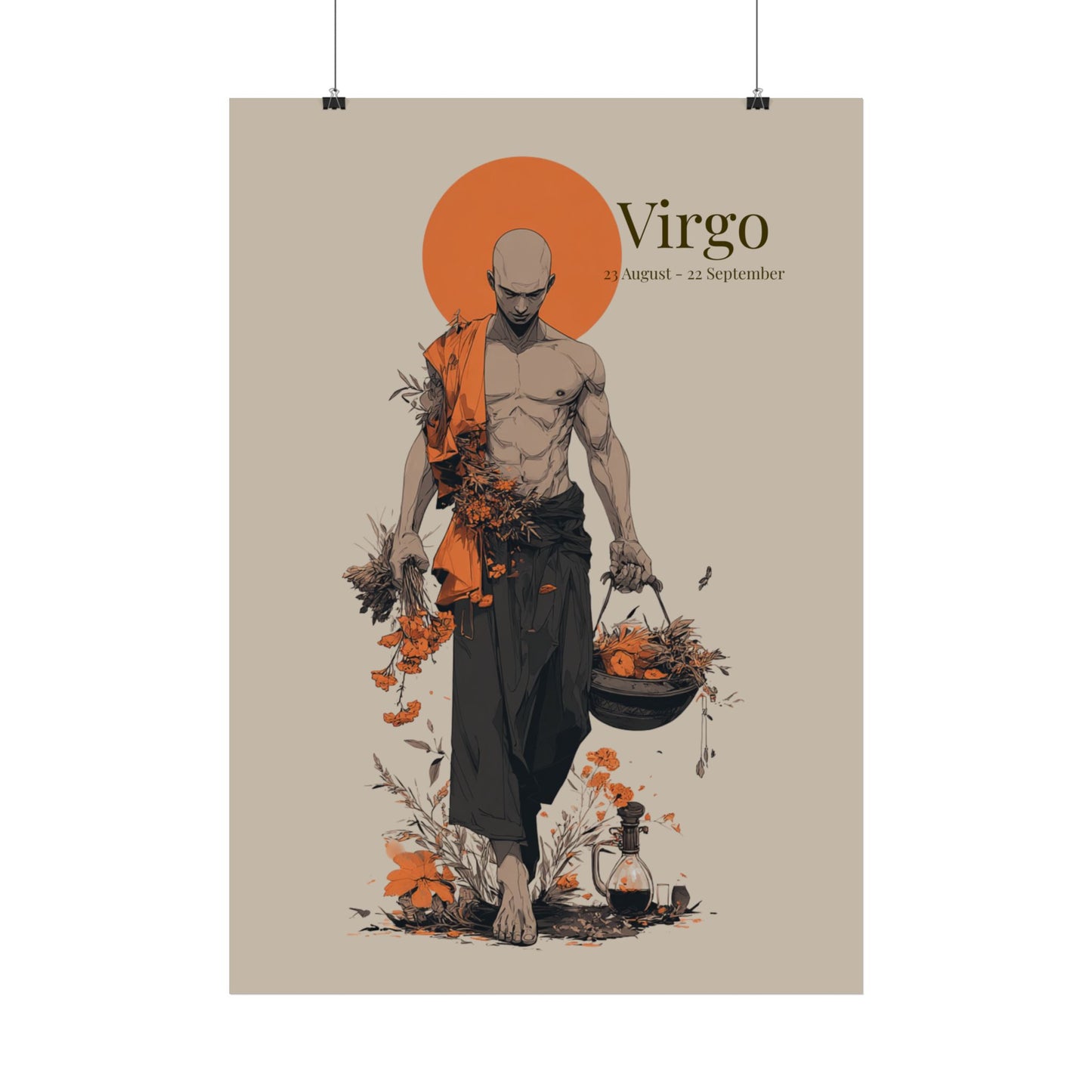 Virgo Zodiac Poster – Minimalist Astrological Wall Art (23 Aug–22 Sep)