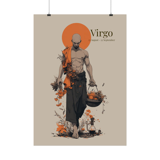 Virgo Zodiac Poster – Minimalist Astrological Wall Art (23 Aug–22 Sep)