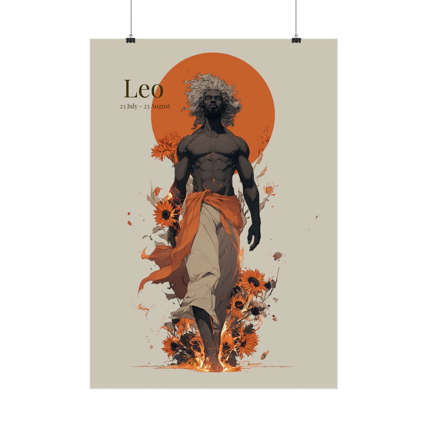 Leo Zodiac Art Poster — Sunlit Sunflower Astrology Print