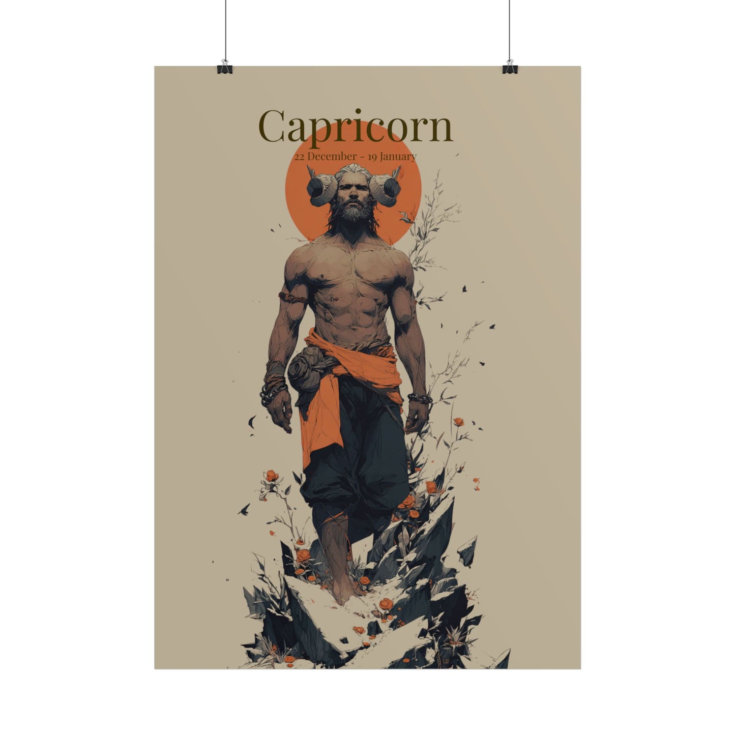 Capricorn Zodiac Poster — Mythic Goat-Man Astrology Art Print