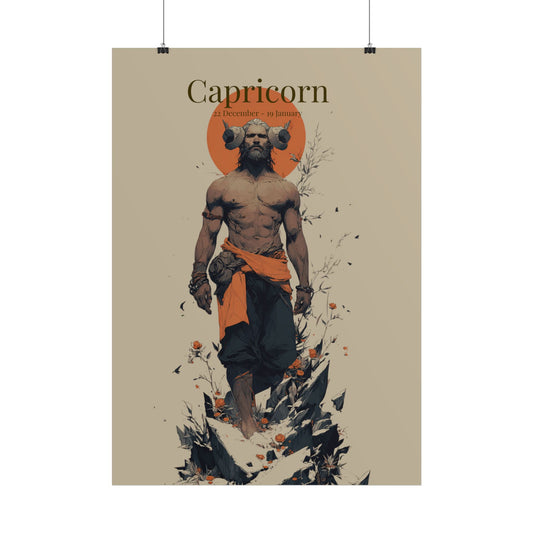 Capricorn Zodiac Poster — Mythic Goat-Man Astrology Art Print