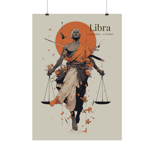 Libra Zodiac Poster — Artistic Scales Astrology Wall Art