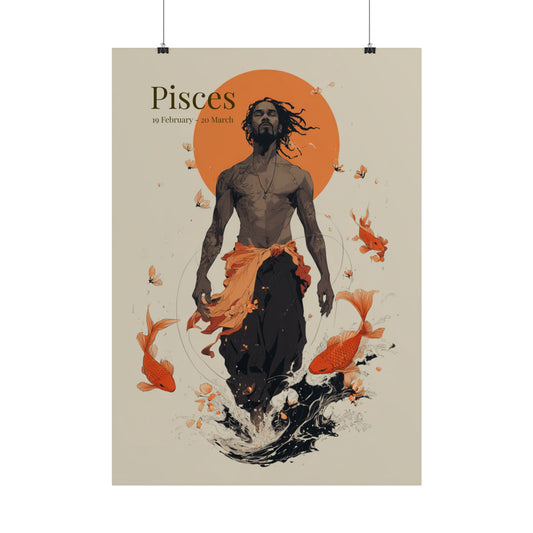 Pisces Zodiac Poster — Stylish Astrological Wall Art (Feb 19–Mar 20)