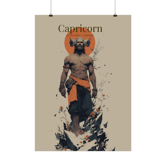 Capricorn Zodiac Poster — Mythic Goat-Man Astrology Art Print