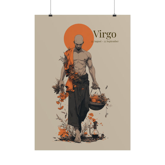 Virgo Zodiac Poster – Minimalist Astrological Wall Art (23 Aug–22 Sep)