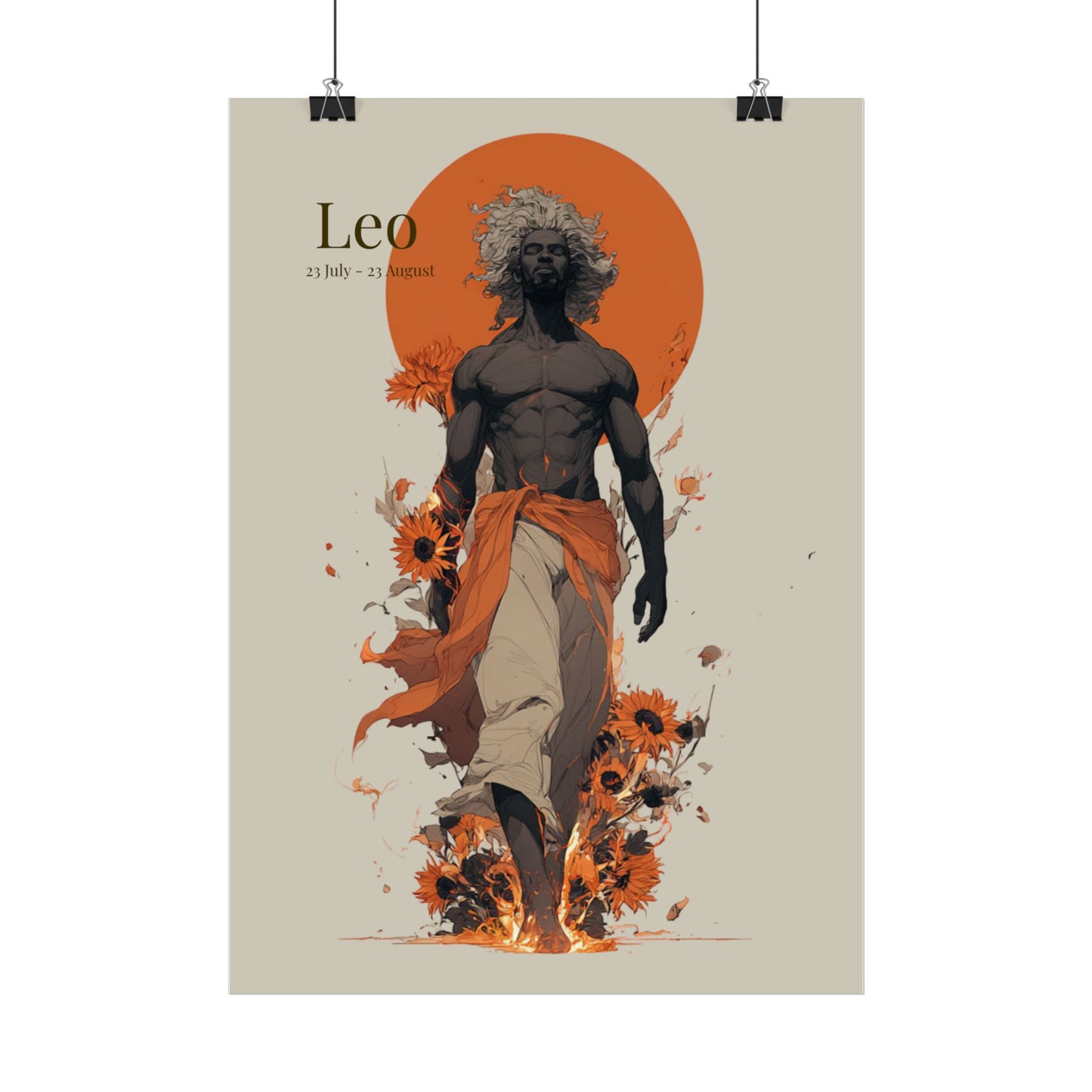Leo Zodiac Art Poster — Sunlit Sunflower Astrology Print
