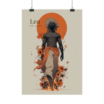 Leo Zodiac Art Poster — Sunlit Sunflower Astrology Print