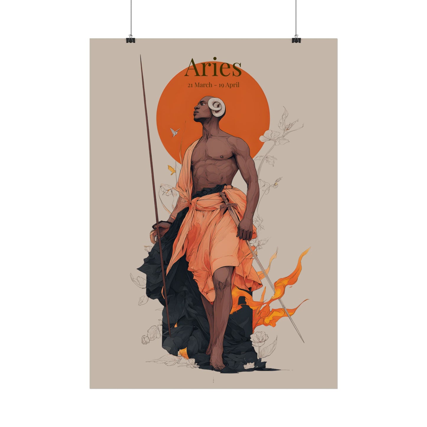 Aries Zodiac Poster — Bold Astrological Wall Art ("Aries: as fierce as ever")