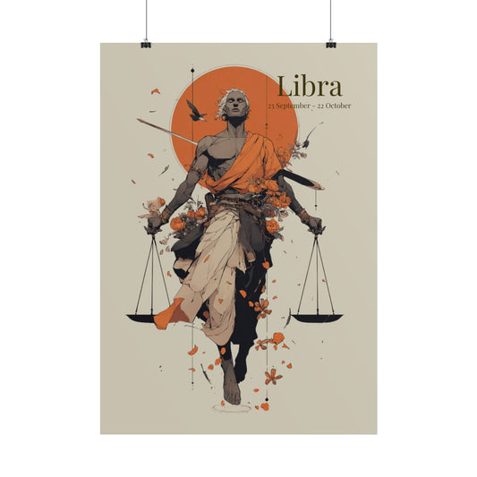 Libra Zodiac Poster — Artistic Scales Astrology Wall Art