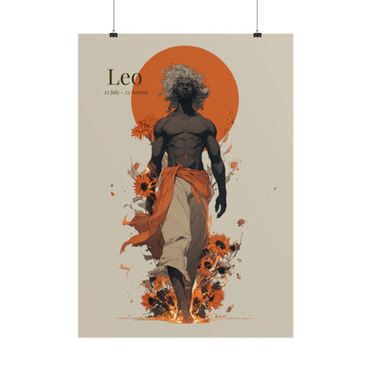 Leo Zodiac Art Poster — Sunlit Sunflower Astrology Print