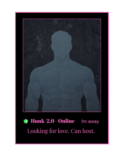 Hunk 2.0 Embroidered Hoodie Vanaltine's Day Edition - Dating App Style - Looking for Love. Can Host.